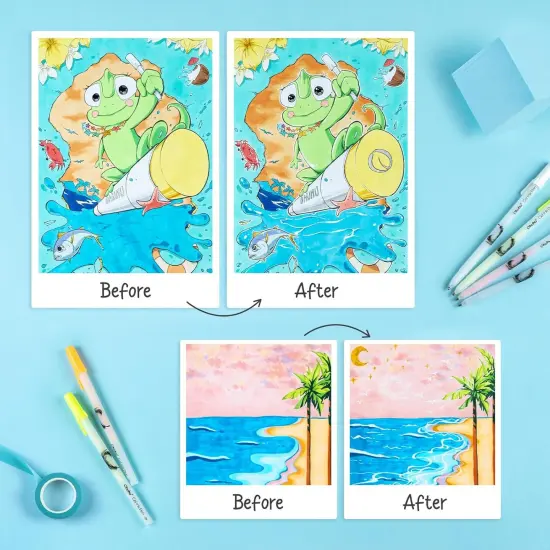 Ohuhu Gel Ink Pens: 12 Pack Extra Fine Point Pens Opaque Gel Ink Pens Smooth White Ink Pens for Highlight Black Paper Art Drawing Scrapbook Bullet Journal - Leahi (Colored Ink Pen) {6}