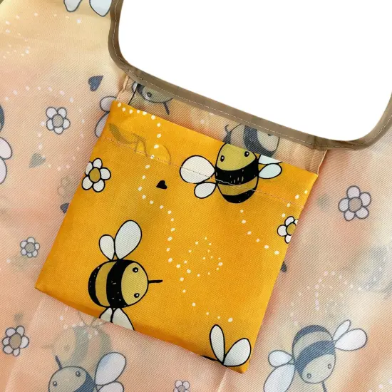 Wrapables Foldable Tote Nylon Reusable Grocery Bag (Set of 2), Yellow Bees {5}