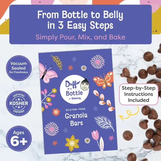 Baketivity Chocolate Granola Mix- Duff in a Bottle Granola Bar Baking Kit for Kids and Adults - Premeasured Ingredients like Oats, Banana Chips, Vanilla Sugar, Unsweetened Coconut, and Chocolate Chips {3}