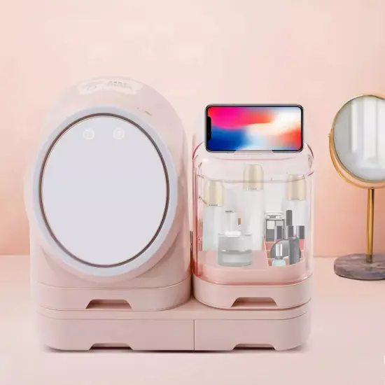 Makeup Organizer Modern Jewelry Cosmetic Storage With 3 Level LED & Mirror & Fan {3}