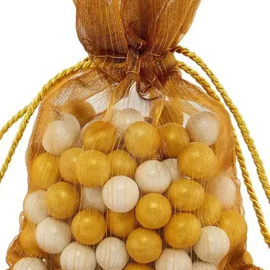 Brushed Organza Pouch with Tassels 3 1/2" x 5" Gold {4}