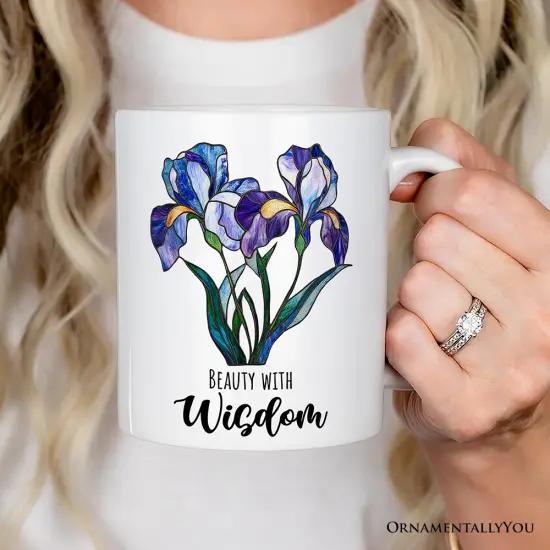 Iris Stained Glass Style Mug, Beauty With Wisdom Gift {2}