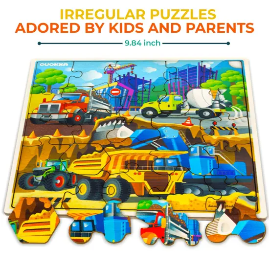 28 Pieces Wooden Puzzles for Kids | Transport {2}