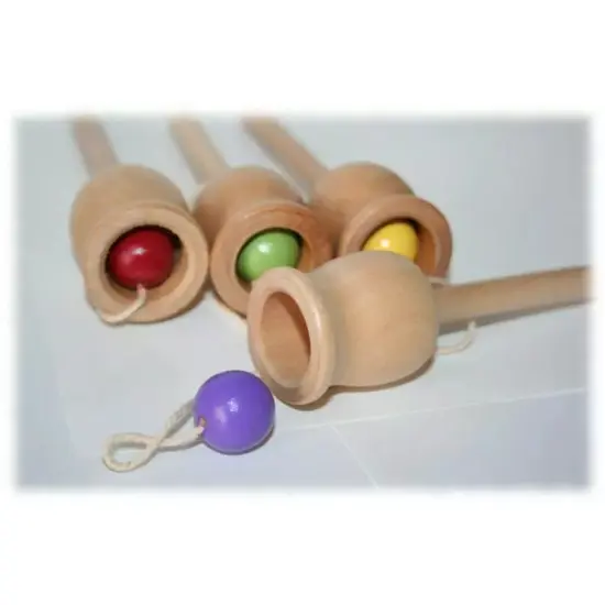 Kitcheniva Plop In The Top A Classic Ball And Cup Old Time Wooden Kids Toy Party Favors Green {6}