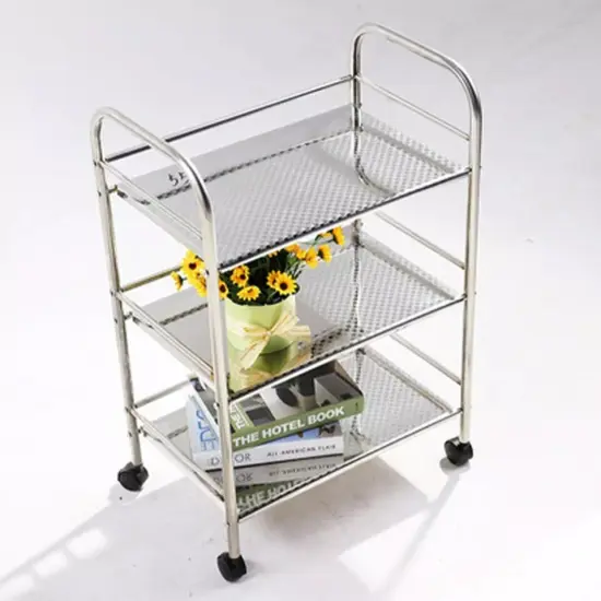 3 Tier Rolling Storage Rack Cart Kitchen Utility Cart Organizer Stand + 4 Wheels {3}
