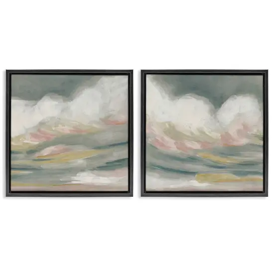 Stupell Industries Wispy Pink Mountains 2 pc Framed Floater Canvas Wall Art Set Design by June Erica Vess {1}