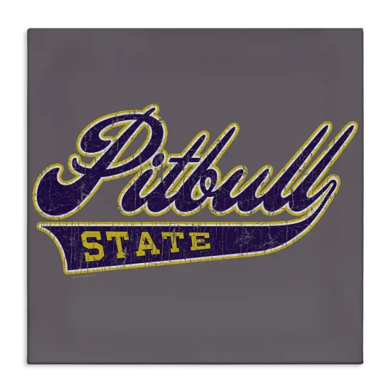 Stupell Industries Varsity Style Pitbull State Canvas Wall Art Design by Spirit Animals/Life Is High {1}