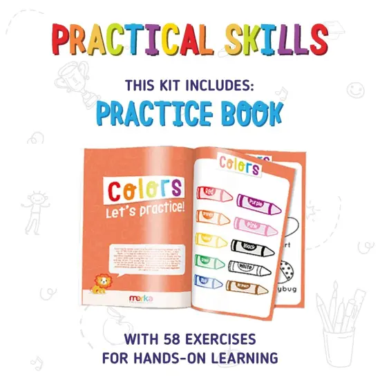 Merka Toddler Learning Kit, Learning ABC, Alphabet, Letters, Colors, Shapes and Numbers, Educational Toys Set with 4 Posters, 58 Flashcards, 1 Practice Book, 36 Stickers, Preschool Homeschool Kit {5}