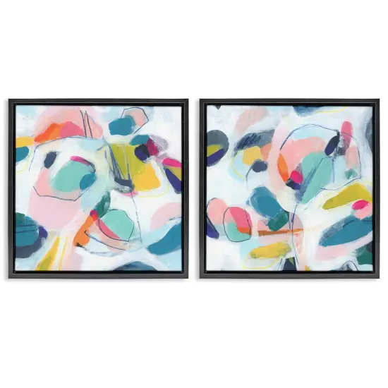 Stupell Industries Eye-catching Abstract Pastels2 pc Framed Floater Canvas Wall Art Set Design by June Erica Vess {1}