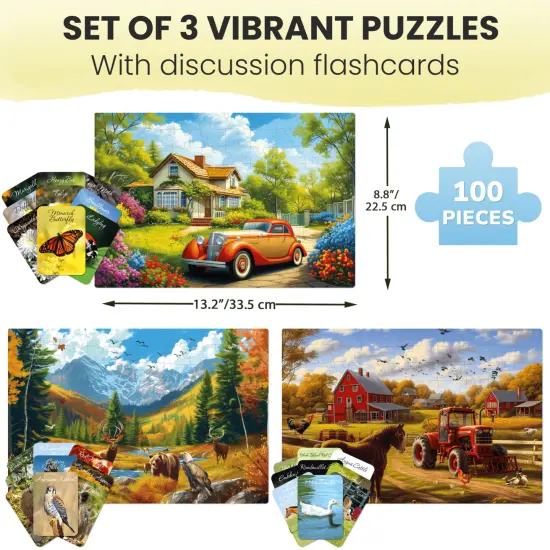 100 Pcs Dementia Puzzles for Elderly | Picturesque Views {2}