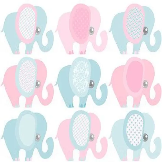 Gender Reveal Baby Shower Pink and Blue Elephants Designer Strips - Edible Cake Side Toppers (3 Strips) {1}