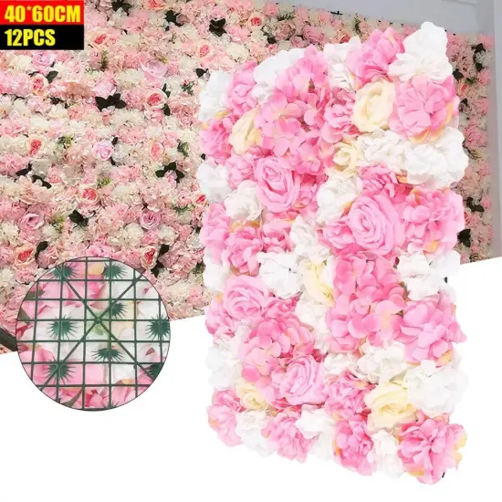 12X Artificial Flower Wall Panel Bouquet Wedding Party Background DIY Decoration {2}