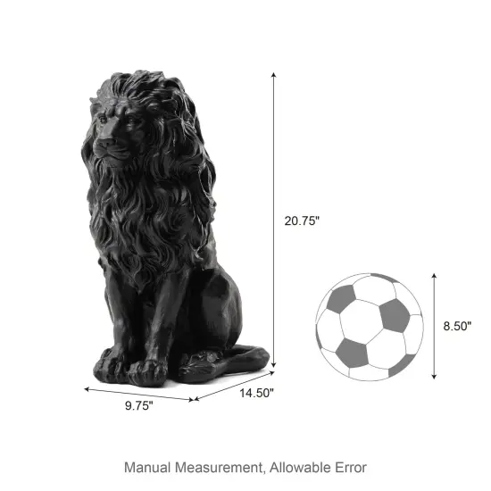 Set of 2 20.75"H Bronze/Black MGO Guardian Sitting Lion Statue 2pcs-20.75"H Black {3}