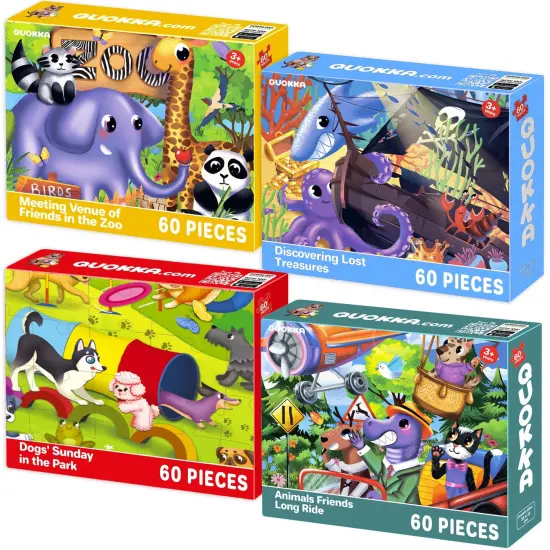 4x60 Set Puzzles for Kids | Animals, Dogs, Zoo {1}