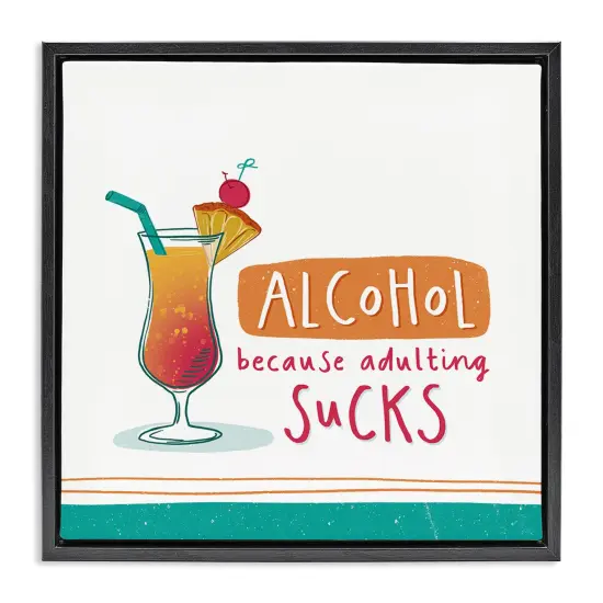 Stupell Industries Funny Adulting Phrase Framed Floater Canvas Wall Art Design by Courtney Morgenstern {1}