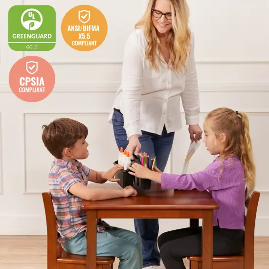 24in Square Hardwood Table with 22in Legs, Kids Furniture Dark Walnut {4}