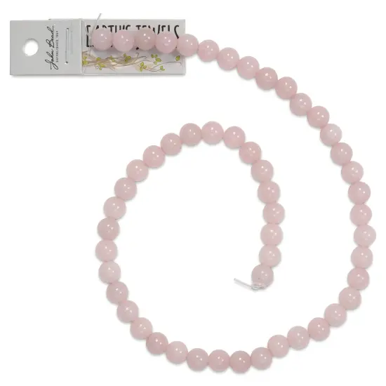 John Bead Earth's Jewels Quartz Beads - Rose Quartz, 8 mm, 16" Strand {1}