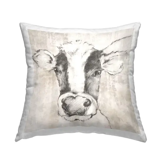 Cow Sketch Impression Decorative Printed Throw Pillow Design by Eli Jones, 18 x 7 x 18 {1}