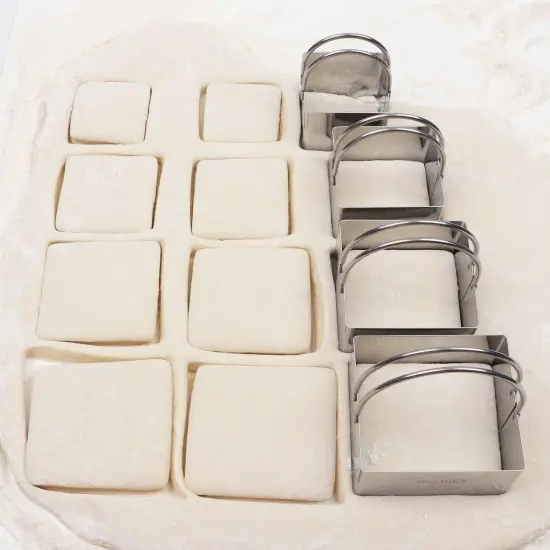 4-Piece Square Biscuit Cutter Set - Stainless Steel with Handle {6}