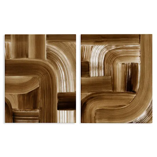 Stupell Industries Gentle Brown Brushstrokes 2 pc Canvas Wall Art Set Design by Grace Popp {1}