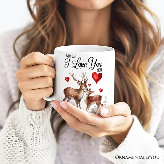 Valentine Deer Anniversary Mug for Couple, Together Keepsake Romantic Gift {4}