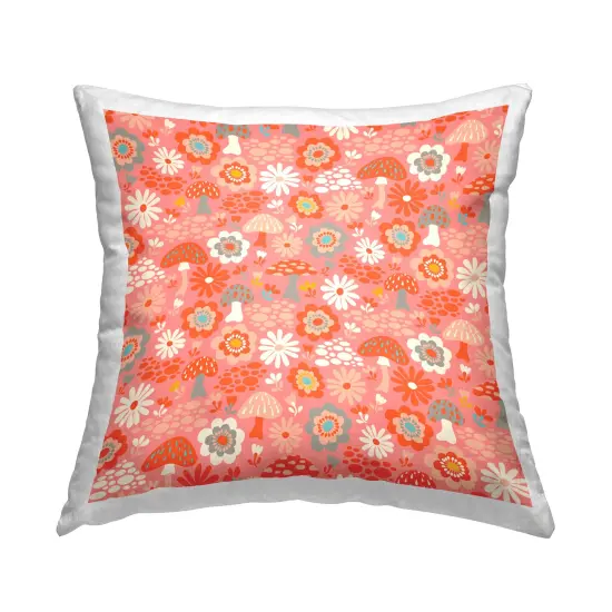Fun Cottage Florals Pattern Design by Carrie Cantwell Throw Pillow  {1}