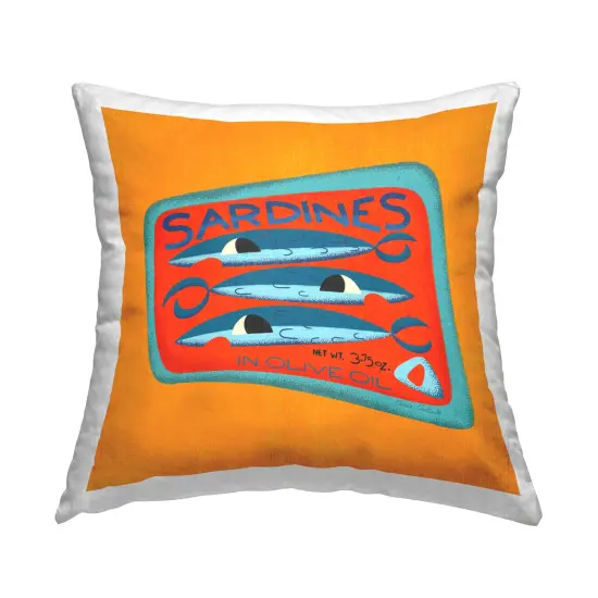 Bright Hued Sardine Can Decorative Printed Throw Pillow Design by Carrie Cantwell, 18 x 7 x 18 {1}