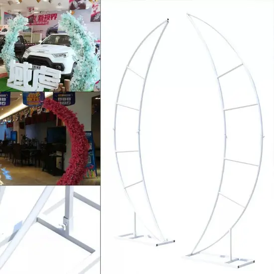 2PC 80IN Crescent Moon Wedding Arch Backdrop Stand Flower Rack Party Event Decor {4}