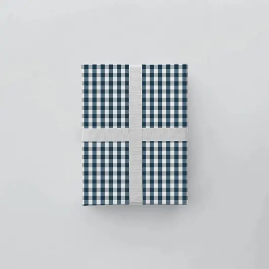 Dark Blue Vintage Gingham Gift Wrap {3}