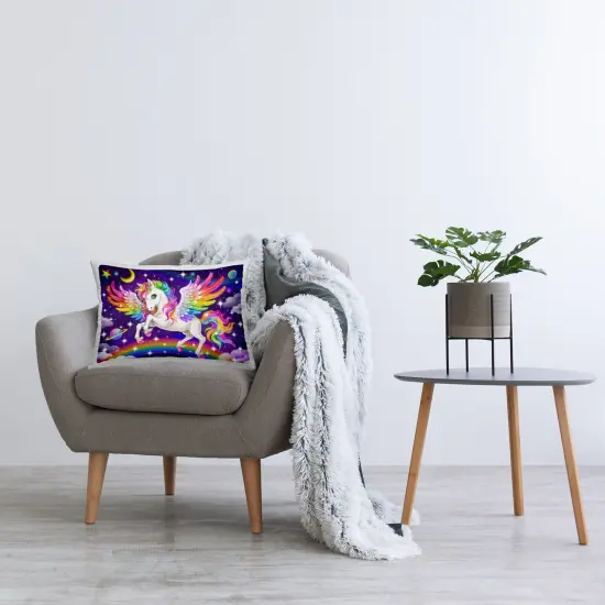 Rainbow Horse in Space Design by Kayomi Harai Throw Pillow {2}