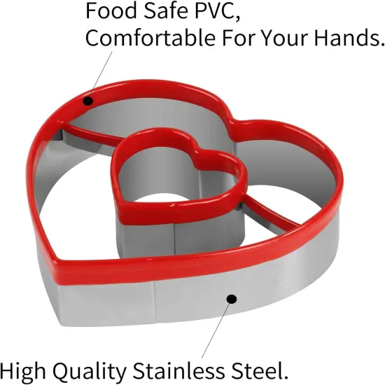 Valentine's Cookie Cutter Set 3 Heart & "I Love U" Shapes Cookie Cutters Stainless Steel Red {3}