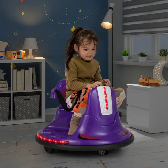 12V Kids Ride On Bumper Car with Remote Control Lights and Music Purple {6}