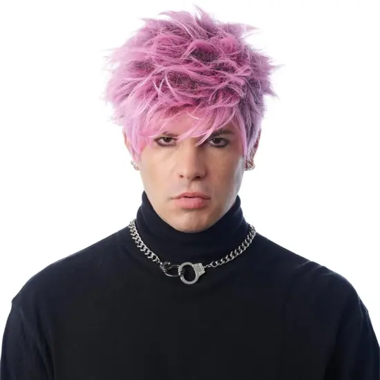 Rap Rocker Adult Pink Costume Wig {1}