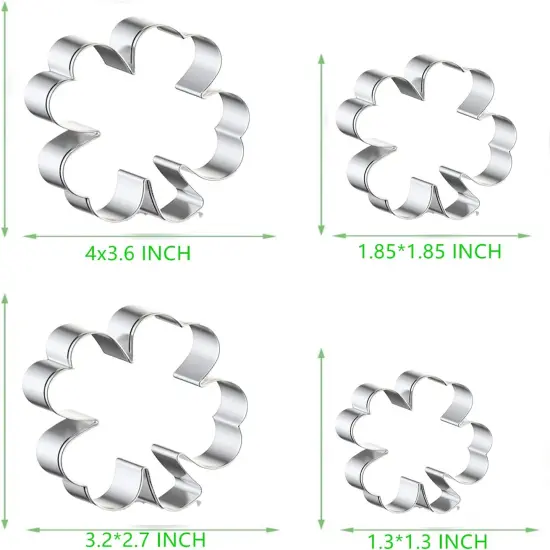 4-Piece Clover Cookie Cutter Set - Patrick's Day Shamrock 4p-clover {1}