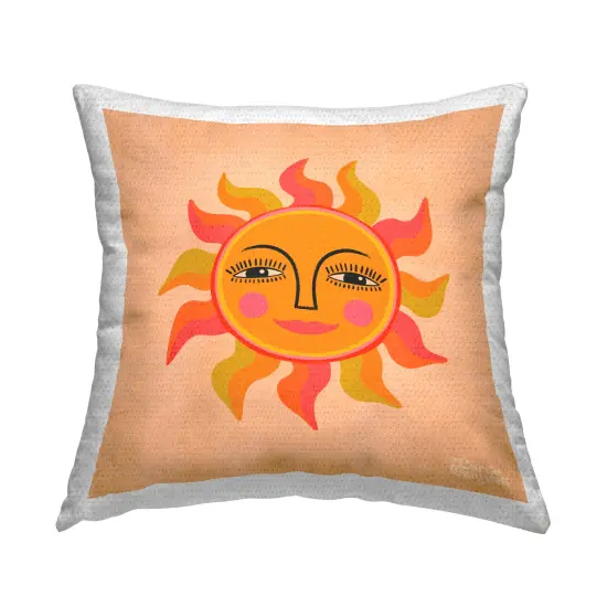 Retro Boho Sun Outdoor Printed Pillow Design by Carrie Cantwell, 18 x 7 x 18 {1}