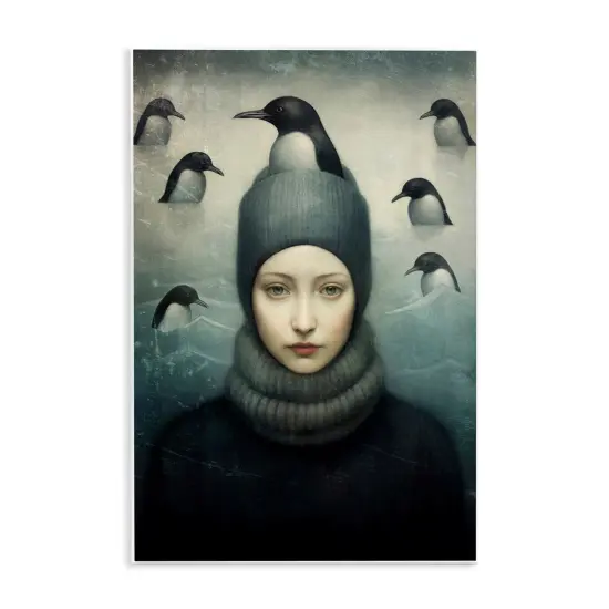 Stupell Industries Peeking Penguins & Woman Wall Plaque Art Design by Paula Belle Flores {1}