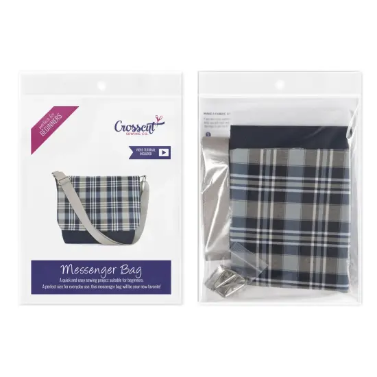 Crosscut Sewing Co.&reg; Messenger Bag Sewing Project Kit for Beginners Madras navy {2}