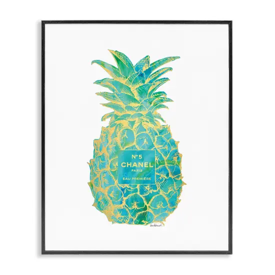 Stupell Industries Green Glam Brand Pineapple Framed Giclee Wall Art Design by Amanda Greenwood {1}
