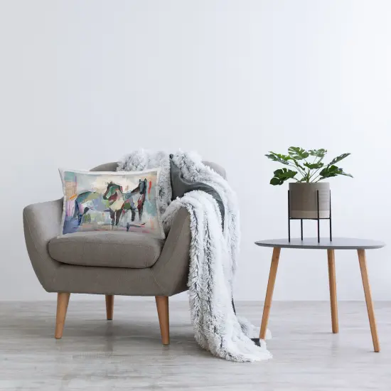 Abstract Brushed Horses Decorative Printed Throw Pillow Design by Ethan Harper, 14 x 7 x 20 {2}
