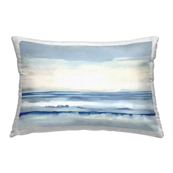 Abstract Layered Beach Waves Outdoor Printed Pillow Design by Irena Orlov, 14 x 7 x 20 {1}