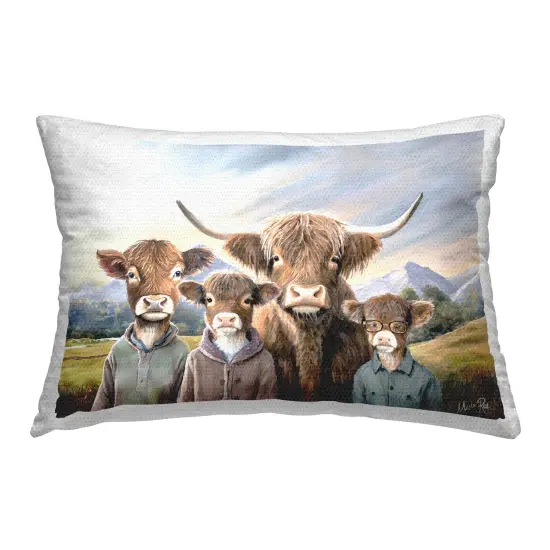 Cattle Family Portrait Outdoor Printed Pillow Design by Marla Rae, 14 x 7 x 20 {1}