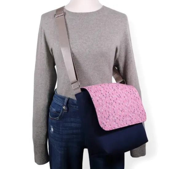 Crosscut Sewing Co.&reg; Messenger Bag Sewing Project Kit for Beginners Rain navy {5}