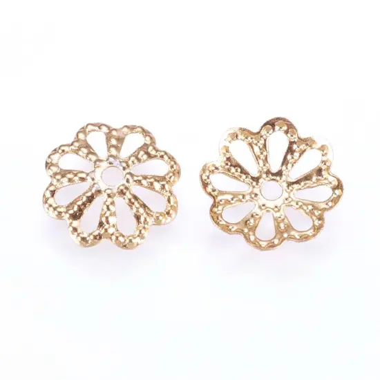 *50* 8mm 24k Gold Plated Brass Bead Caps {4}
