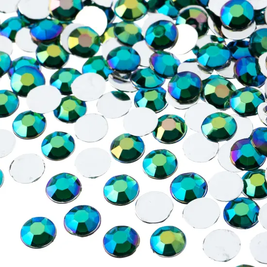 John Bead 8mm (SS39) Round Acrylic Flat Back Rhinestones, 1000pcs Green AB {1}