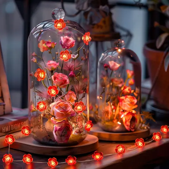Coquimbo Valentines Day Decorations Lights, 10FT 30 LED Rose String Lights Battery Operated String Lights Mothers Day Decor for Indoor Outdoor Home Room Party Wedding Decorations {3}