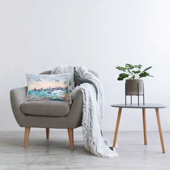 Sailboats in Rushing Waves Decorative Printed Throw Pillow Design by Melissa Wang, 14 x 7 x 20 {2}