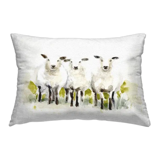 Subtle Sheep Trio Design by Victoria Barnes Outdoor Printed Pillow  {1}