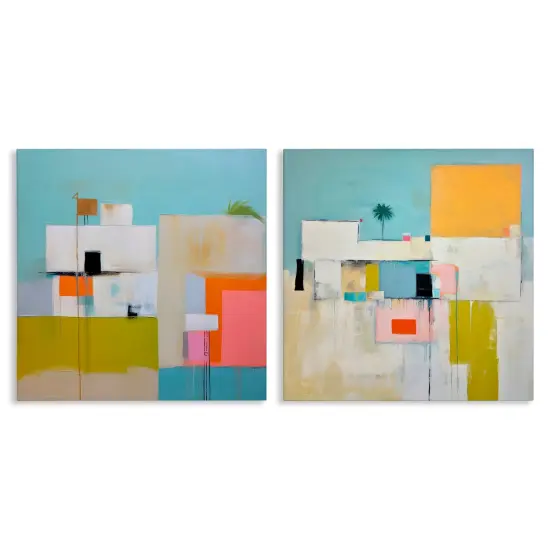 Stupell Industries Abstract Square Block Apartment2 pc Canvas Wall Art Set Design by Irena Orlov {1}