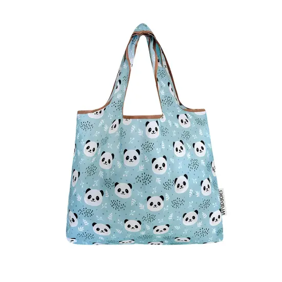 Wrapables Foldable Tote Nylon Reusable Grocery Bag (Set of 2), Panda {3}