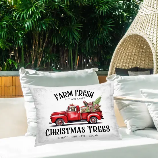 Rustic Farm Fresh Trees Design by Lee Keller Outdoor Printed Pillow {2}